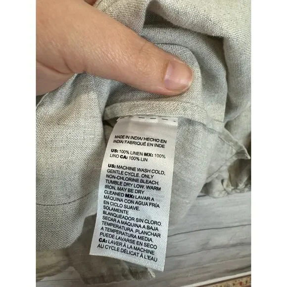 Chico's Women's Cream Linen Button Front Blouse Size 8 - Picture 4 of 7